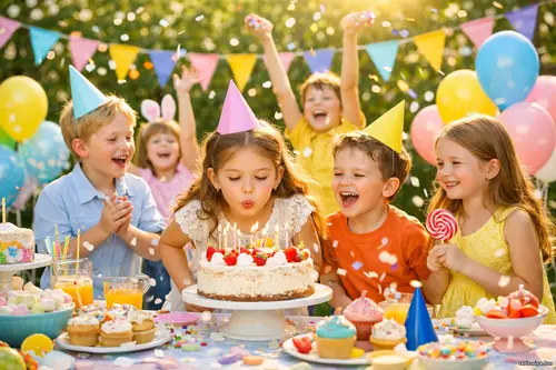 Діти святкують день народження на відкритому повітрі