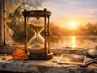 Старовинний пісочний годинник на потрісканому підвіконні