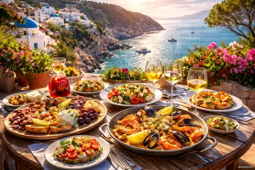 Широкоформатна сцена з яскравим середземноморським узбережжям