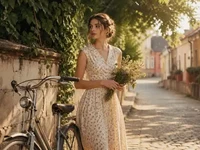 Мить, що лишилась: світлий ретро-кадр із дівчиною у вінтажній сукні