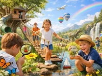 Діти досліджують природу в сонячному парку пригод: лупа з сонечком