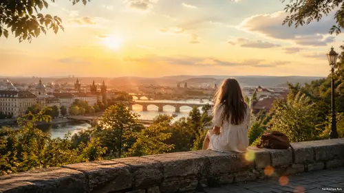 Мить, що лишилась: дівчина на терасі милується золотим заходом сонця