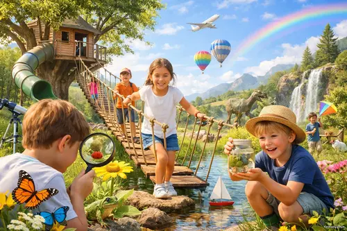 Діти досліджують природу в сонячному парку пригод: лупа з сонечком