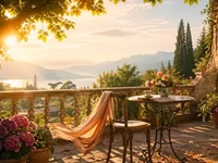 Мить, що лишилась: сонячна тераса з квітами, чашкою, шарфом на стільці