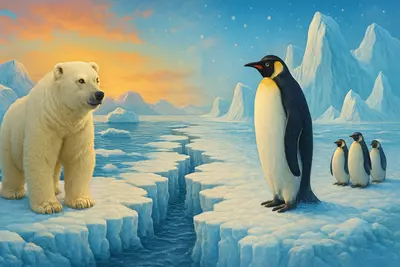 Южный полюс значительно холоднее Северного