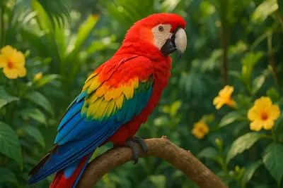 Разноцветные перья сверкают на солнце, играют всеми оттенками радуги