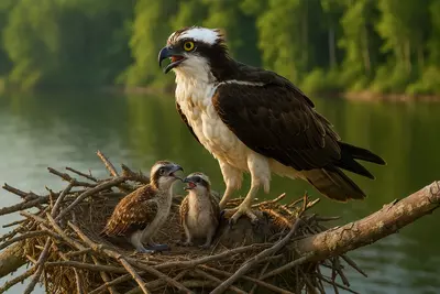 летающий рыболов, символ гармонии между хищником и природной необходим