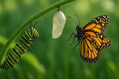 Как гусеница превращается в бабочку? Она проживает две жизни: земную и воздушную, зелёную и крылатую